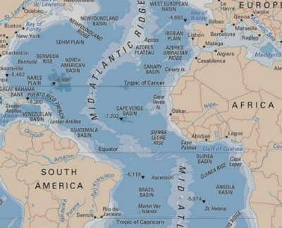 The Atlantic on a world map