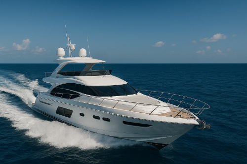 Motor yacht underway at sea